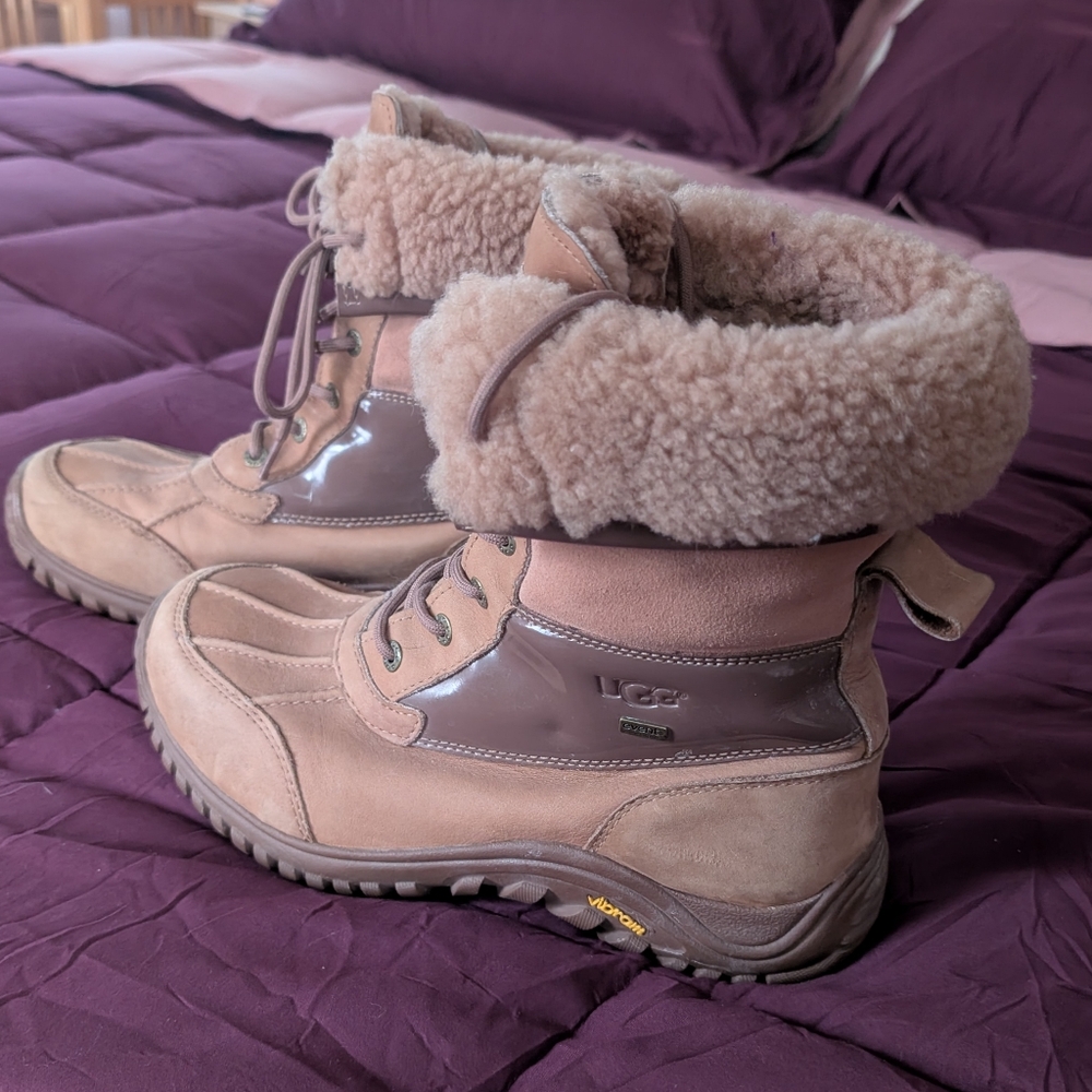 UGG Adirondack Women's 10 Brown Sheep Waterproof Boots Lace Up Mids Leather Snow - Picture 10 of 13
